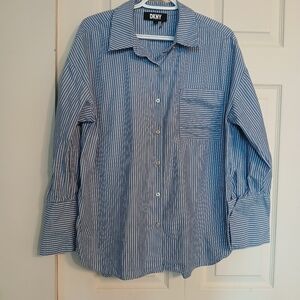 DKNY Striped Men's Button Up Dress Shirt Size Large (L)